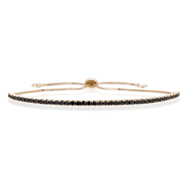 Ladies enamel bangles-Eloise Black Diamond Bolo Bracelet