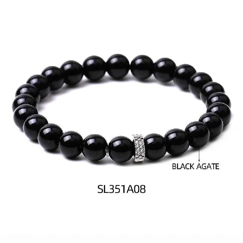 Sl351a08 Black Agate Bracelet