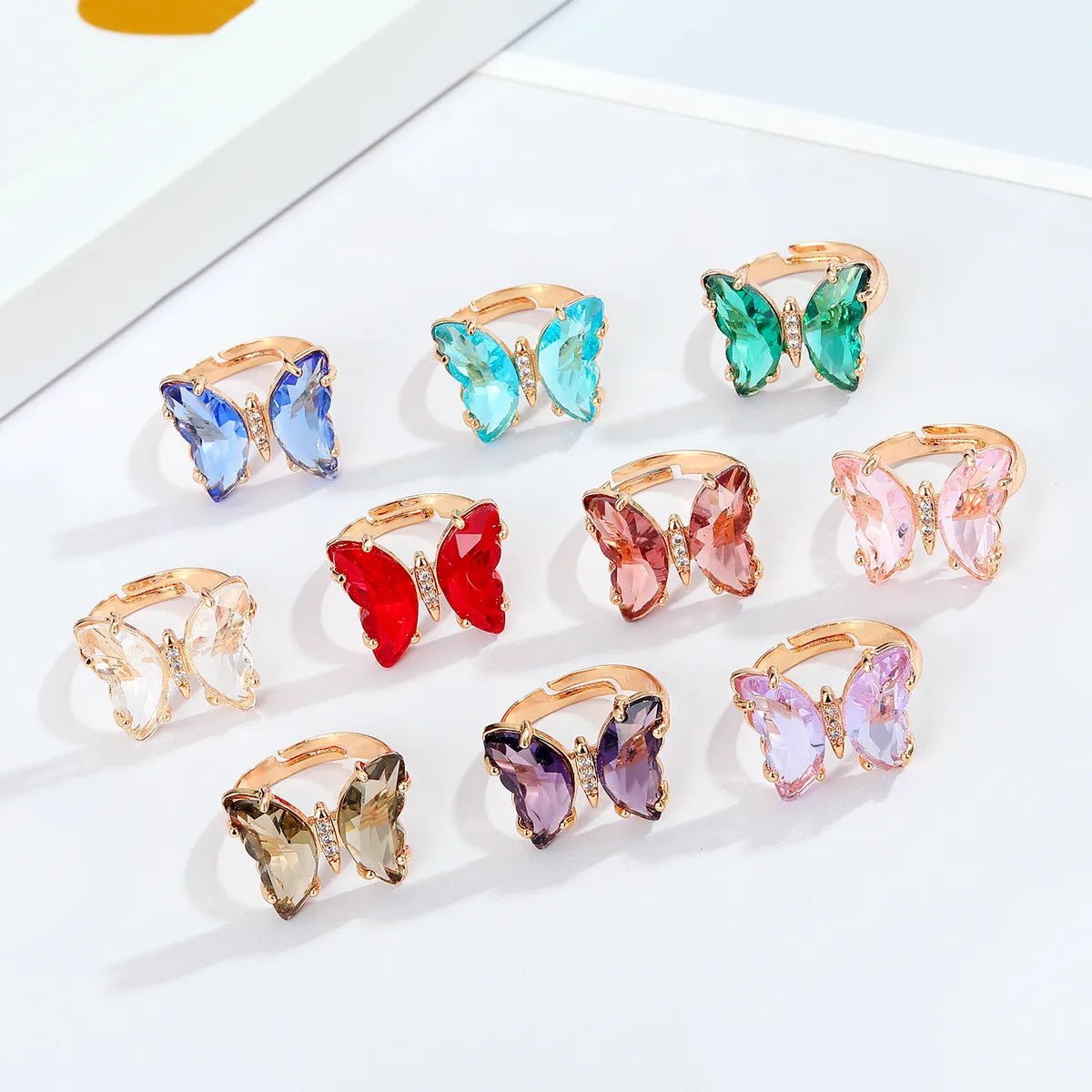 Ladies silver engagement rings-Wholesale Jewelry Retro Multicolor Butterfly Ring Nihaojewelry