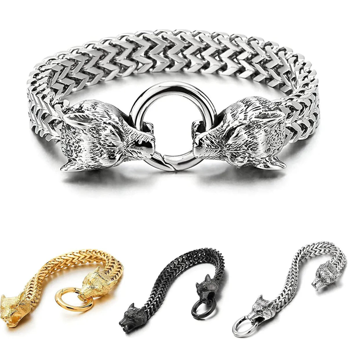 Ladies cuff bangles-Hip-hop Punk Animal Titanium Steel Plating Bracelets