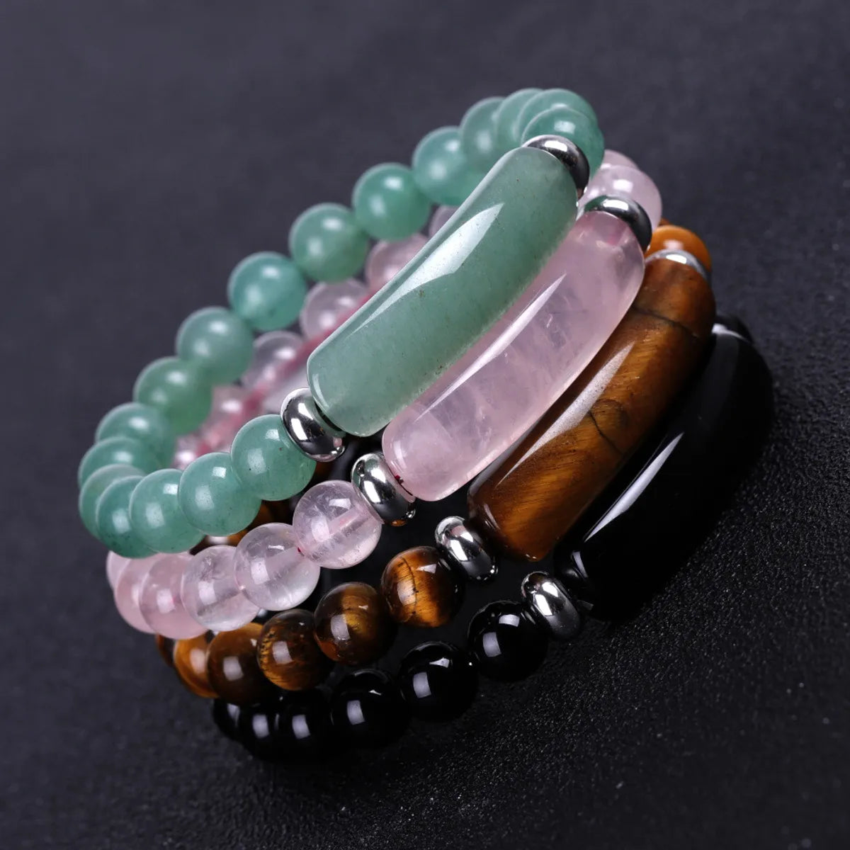 Ladies adjustable gold bangles-Fashion Ball Natural Stone Beaded Polishing Bracelets 1 Piece