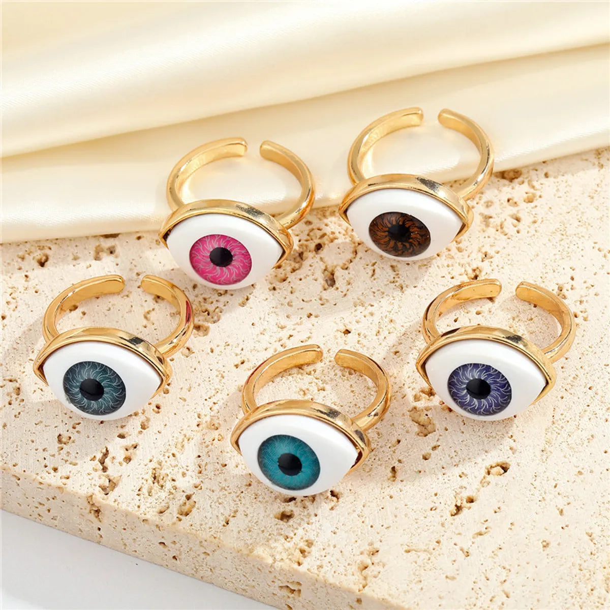 Ladies wedding bands-Cross-Border New Jewelry Personality Demon Eye Necklace Ring Adjustable Geometric Pendant Index Finger Ring