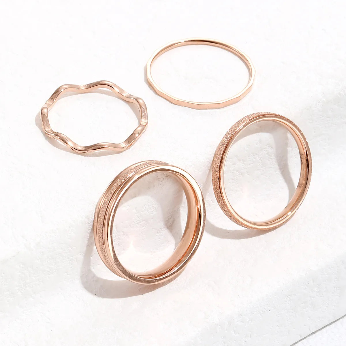 Ladies solitaire rings-Basic Geometric Rose Gold Plated 304 Stainless Steel Wholesale Rings