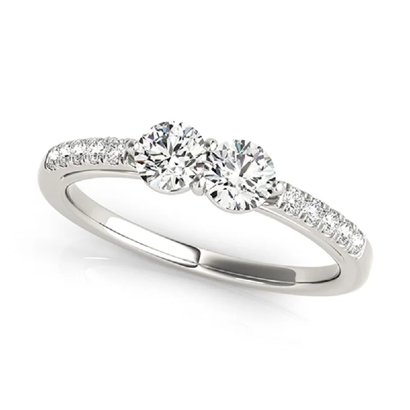 Ladies stacked engagement rings-Auriya 14k White Gold 3/4 carat TW 2-Stone Diamond Engagement Ring (H-I, SI1-SI2)