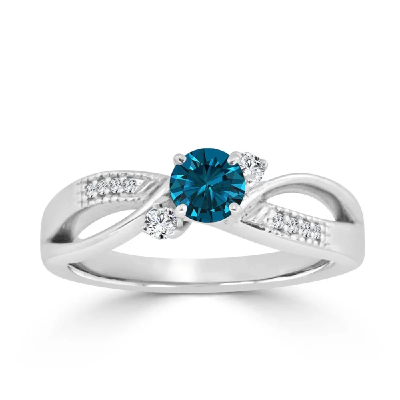 Ladies engagement rings with colored gemstones-14k Gold 1/2ct TDW Bypass Blue Diamond Engagement Ring by Auriya