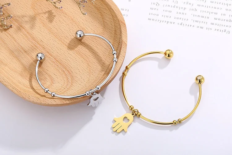 Ladies romantic bracelets-Fashion Stainless Steel Women's Gold Palm Open Bracelet