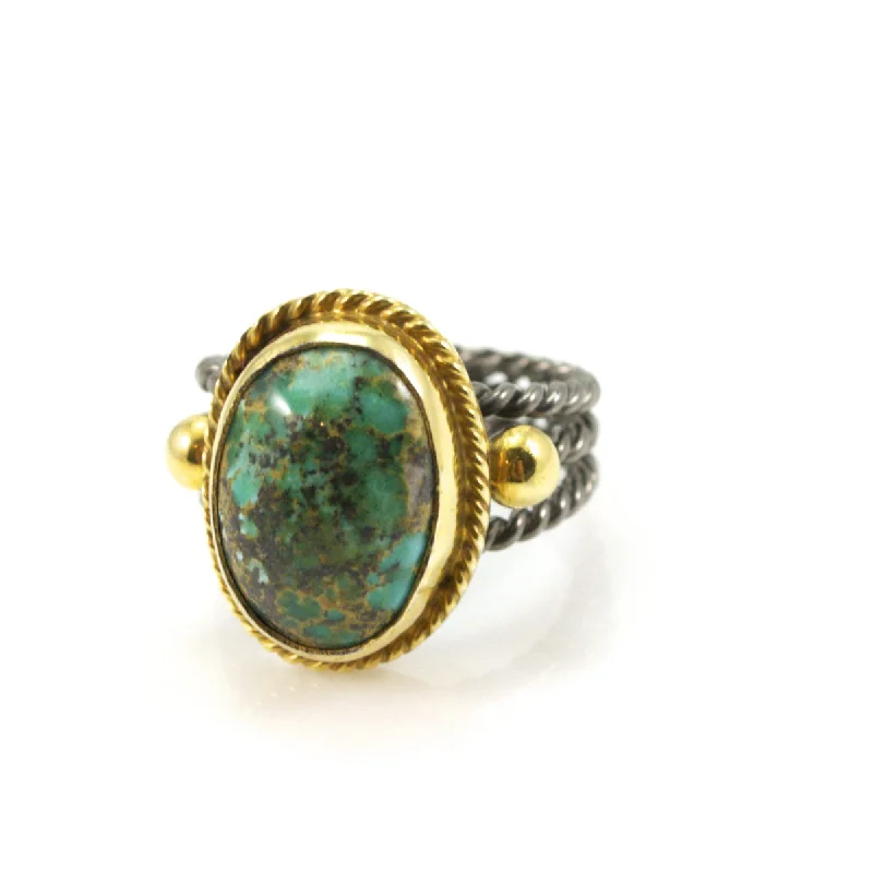 Ladies gemstone rings-Turquoise Sterling Silver Ring