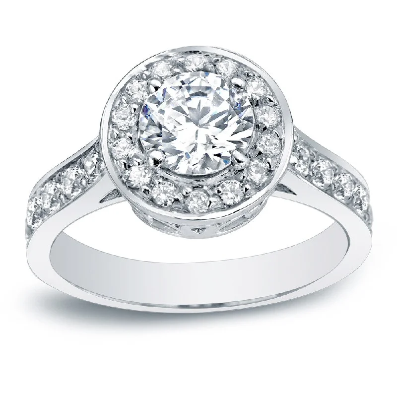 Ladies affordable engagement rings-Auriya Platinum 1 3/4ctw Round Diamond Halo Engagement Ring (H-I, SI1-SI2)