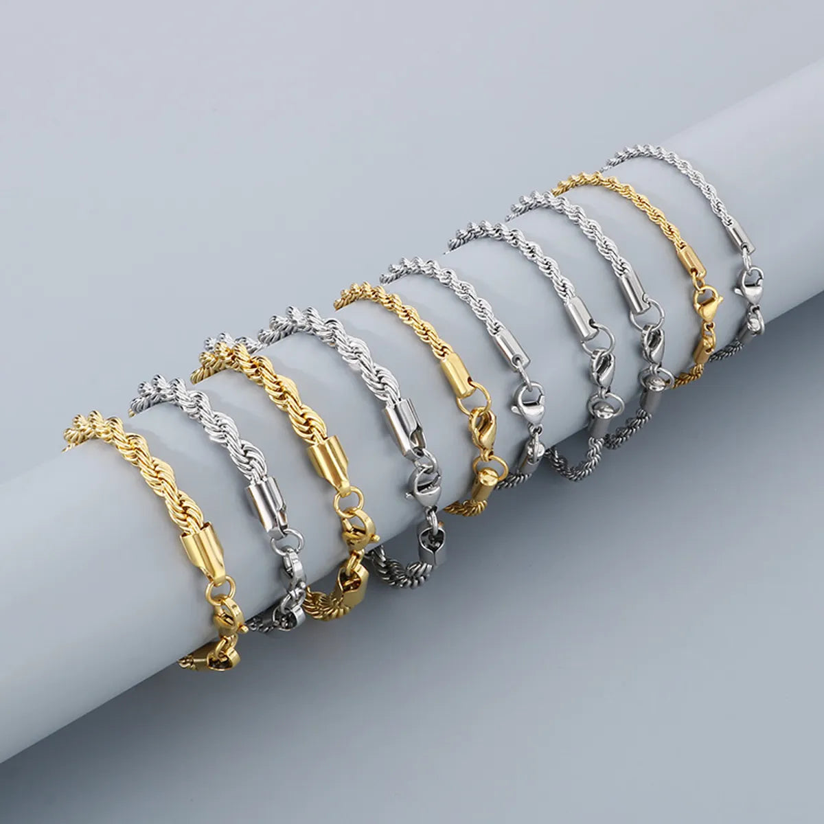 Ladies birthstone bracelets-Simple Style Twist 304 Stainless Steel 18K Gold Plated Bracelets In Bulk