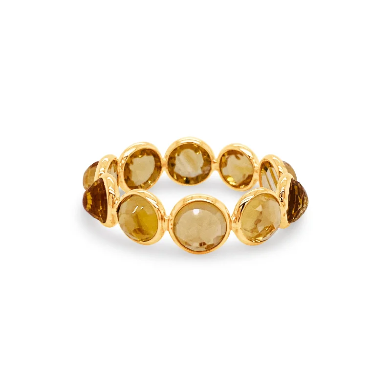 Ladies engagement rings with diamonds-Citrine Round Ring In 18K Yellow Gold