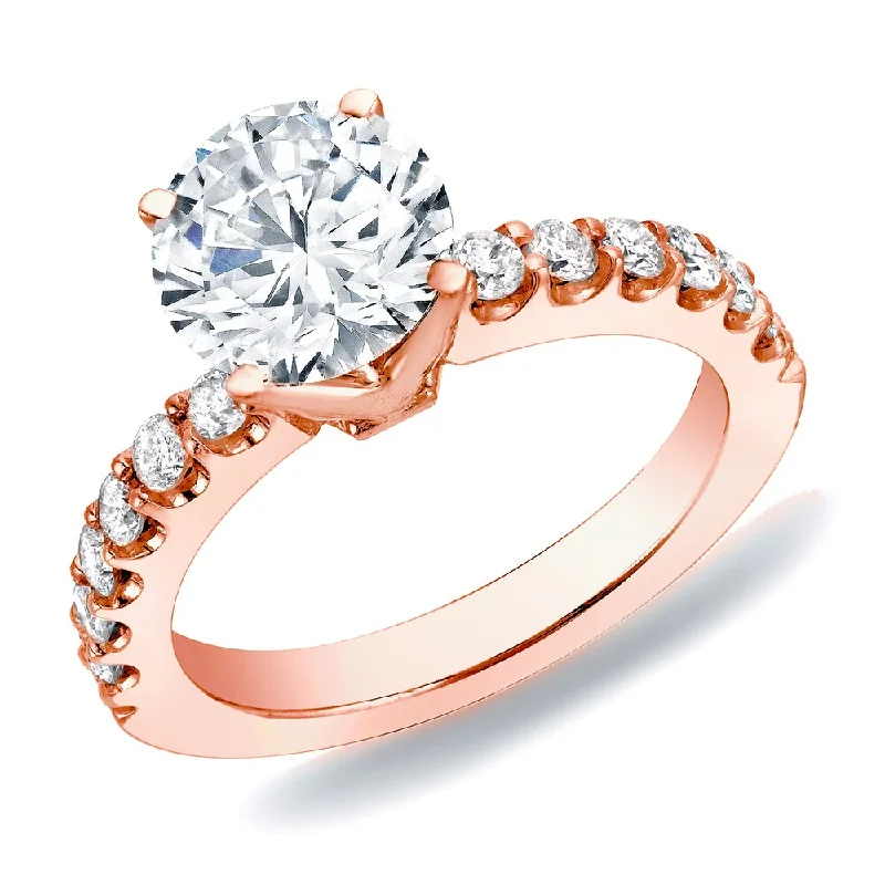 Ladies engagement rings with colored diamonds-Auriya 14k Rose Gold 1ctw Round Diamond Engagement Ring (H-I, SI1-SI2)