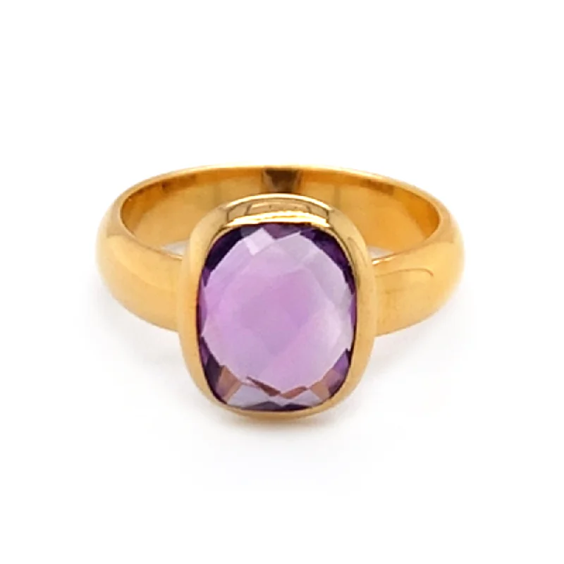 Ladies diamond rings-Gold Vermeil & Amethyst Ring - "Wisteria"