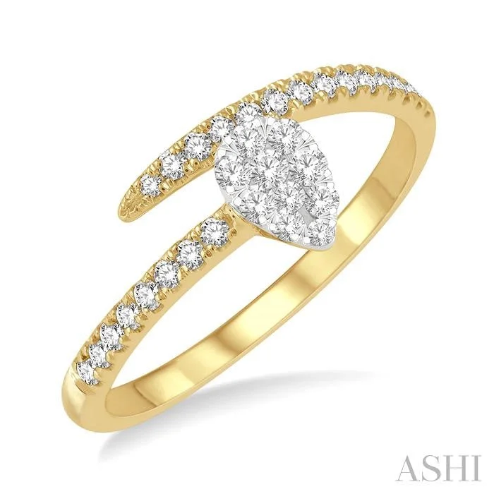 Ladies zircon rings-PEAR SHAPE LOVEBRIGHT DIAMOND FASHION RING