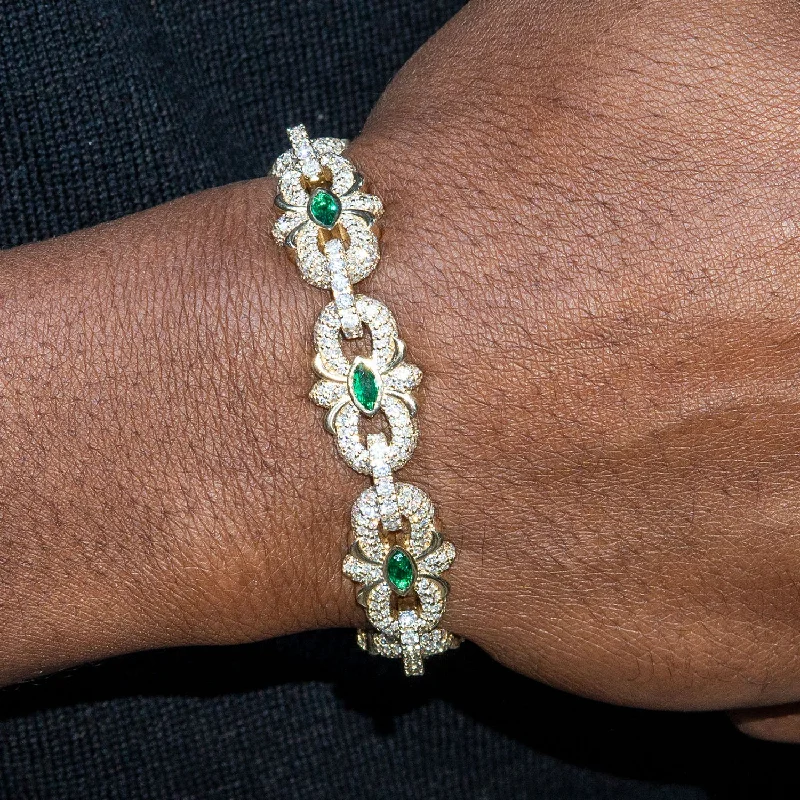 Ladies trendy bracelets-High End Jewelry - Diamond Iced Out Emerald Bracelet