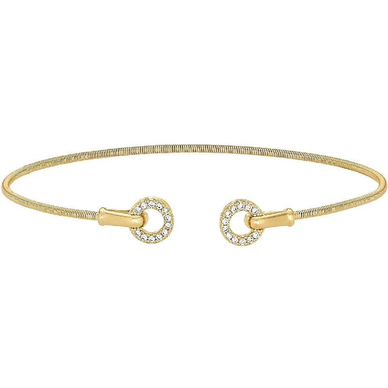 Ladies friendship bracelets-Negative Space Cable Bracelet with Simulated Diamond Open Circles