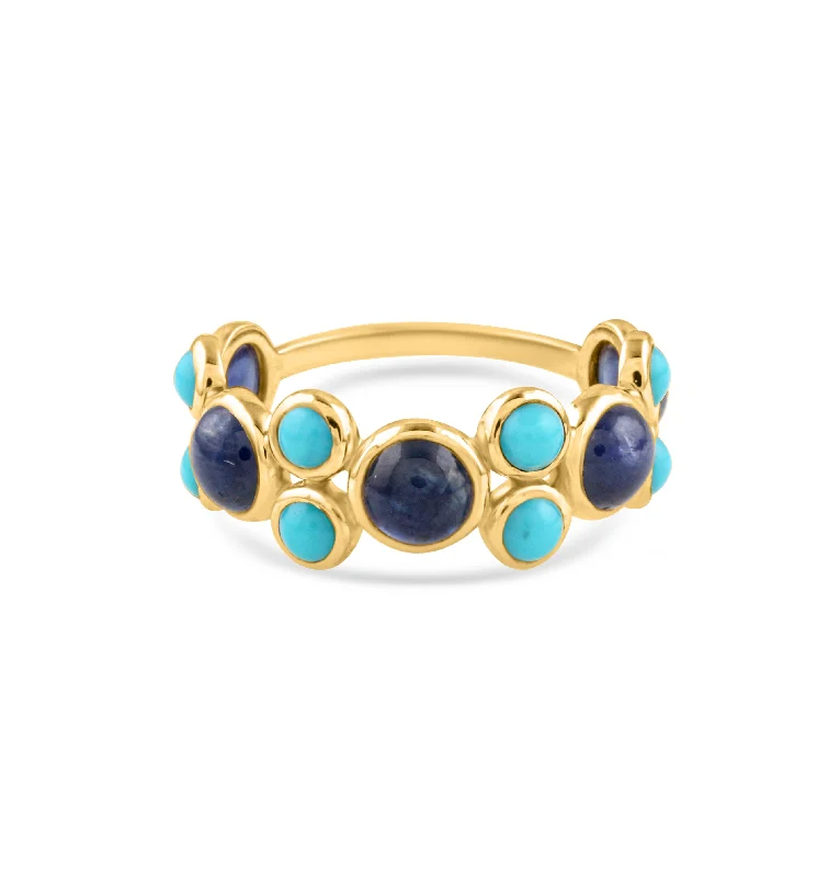 Ladies signet rings-Gemstone Round Ring In 18K Yellow Gold