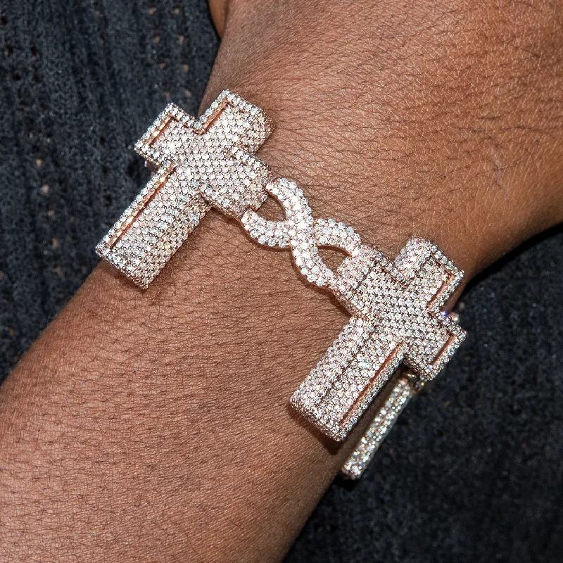 Ladies twisted bangle bracelets-High End Jewelry - Iced Out Diamond Cross Bracelet