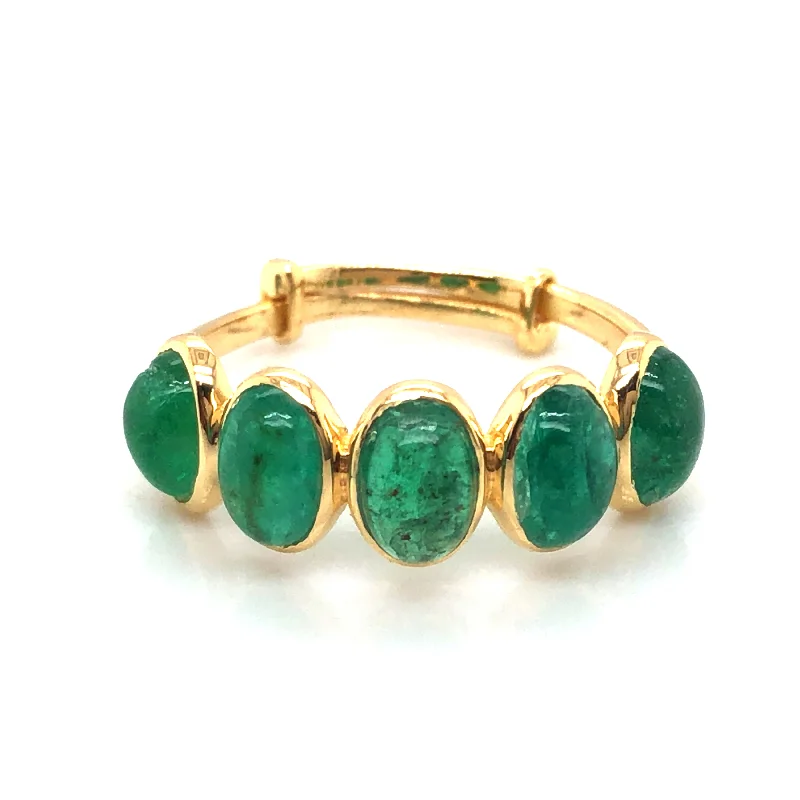 Ladies platinum rings-Gemstone Oval Ring In 18K Yellow  Gold