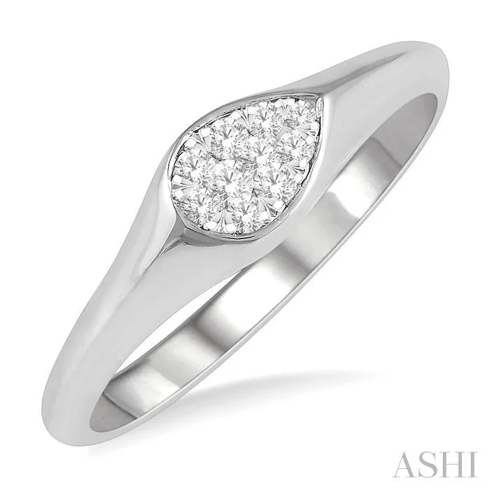 Ladies promise rings-PEAR SHAPE LOVEBRIGHT ESSENTIAL DIAMOND SIGNET RING