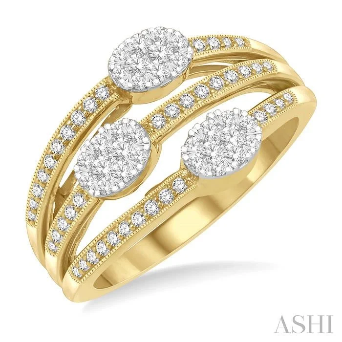 Ladies wedding ring sets-OVAL SHAPE LOVEBRIGHT DIAMOND FASHION RING