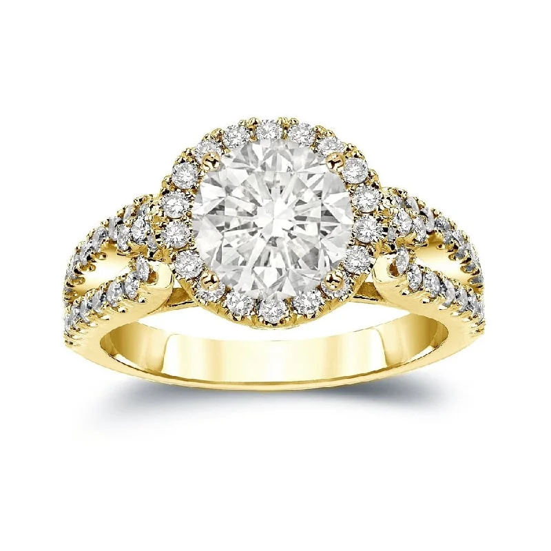 Ladies unique diamond engagement rings-Auriya Round 2 1/3ctw Halo Diamond Engagement Ring 14k Gold (J-K, I1-I2)