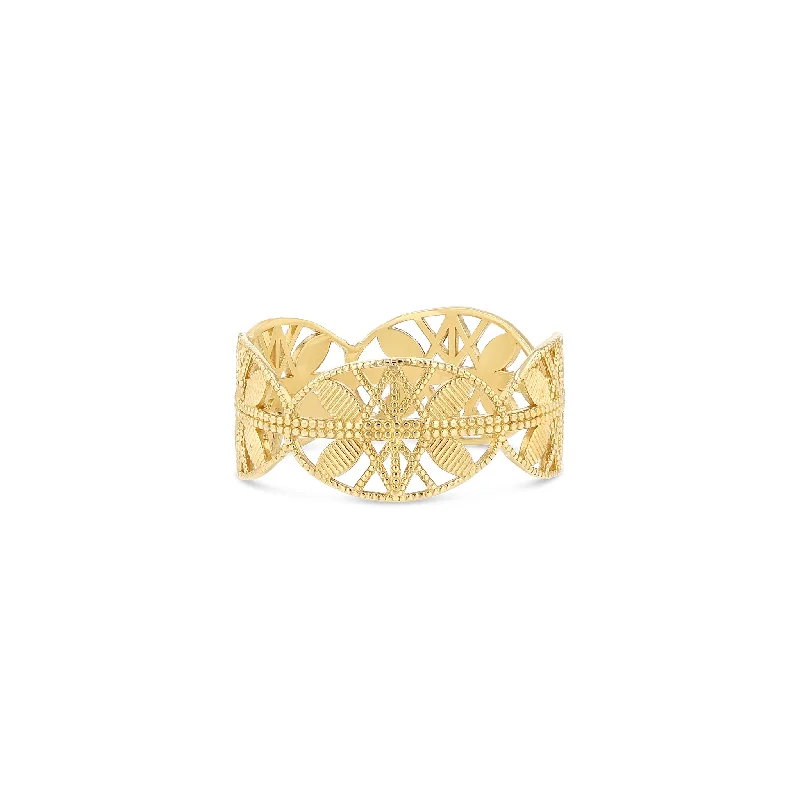 Ladies gold engagement rings-Lace Aztec Ring