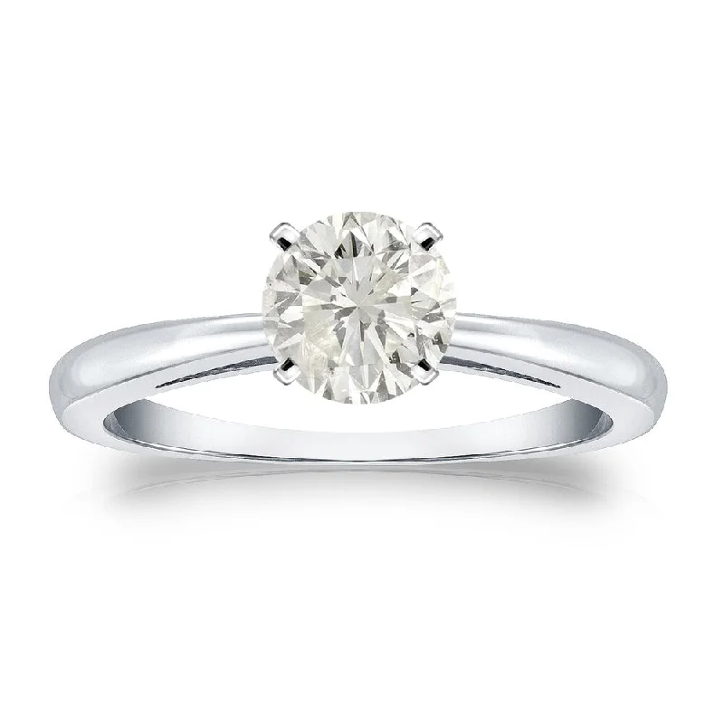 Ladies channel set engagement rings-Auriya Platinum 3/4ctw Round Solitaire Diamond Engagement Ring (J-K, I1-I2)