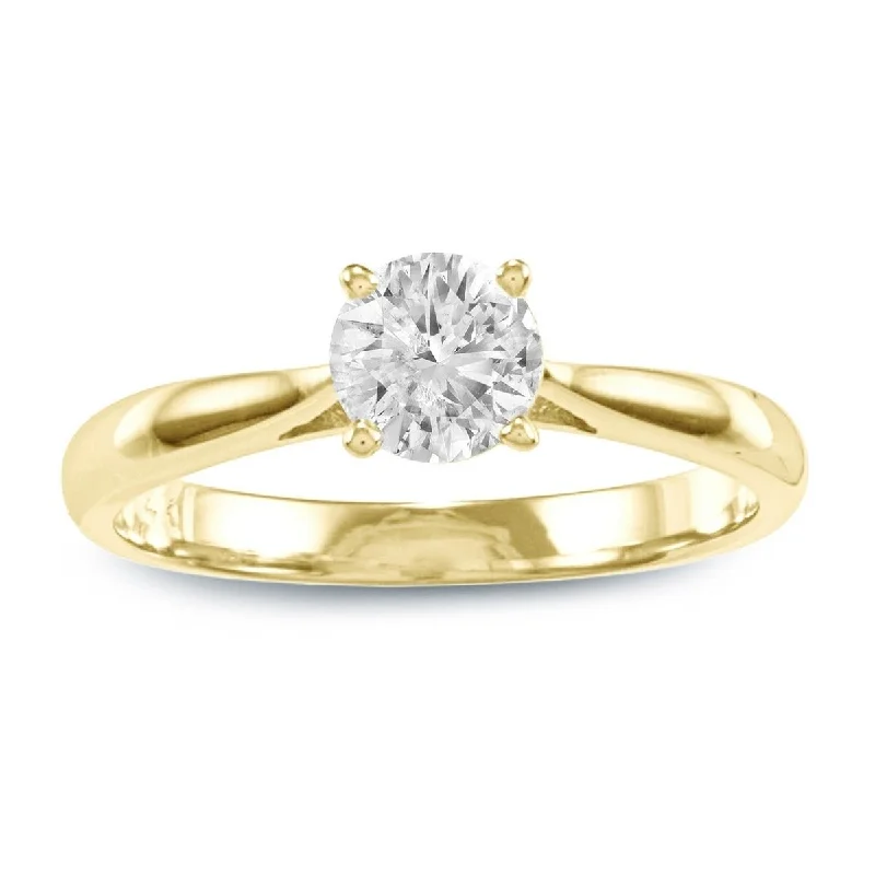 Ladies diamond eternity engagement rings-Auriya 14k Gold 1ctw Round Solitaire Diamond Engagement Ring (J-K, I2-I3)