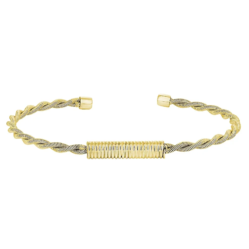 Ladies adjustable bangles-Dual Strand Twisted Cable Bracelet with Omega Style Twisted Coil