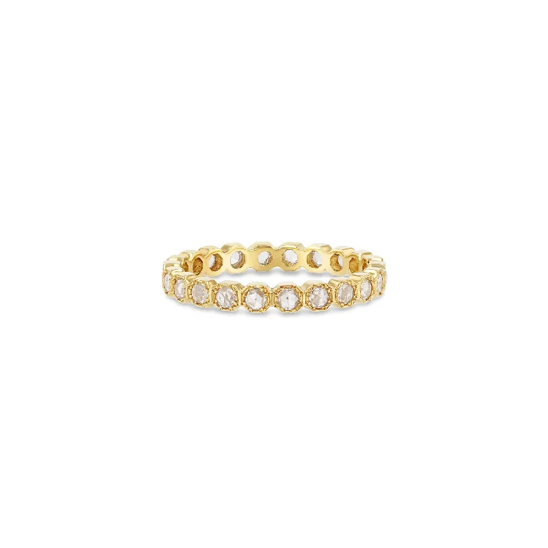 Ladies birthstone rings-2mm Crown Bezel Diamond Eternity Ring