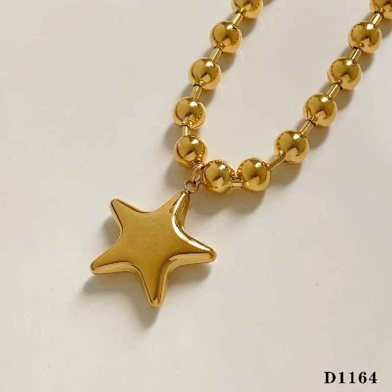 Gold Necklace Five-Pointed Star D1164