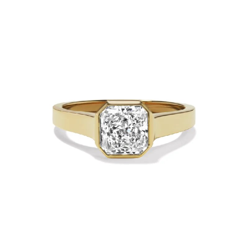 Ladies hammered gold rings-LIZ Bezel Ring