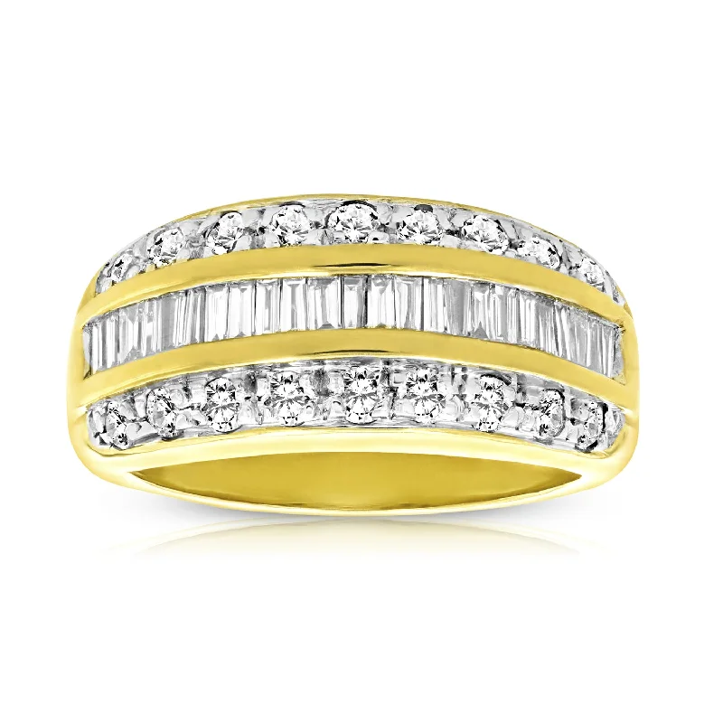 Ladies engagement rings with round diamonds-1 cttw Diamond Wedding Band 14K Yellow Gold Bridal Engagement Ring