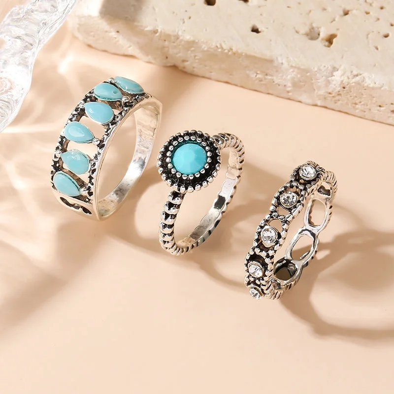 Turquoise Blue Antique Silver