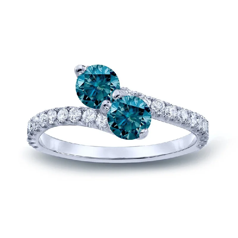 Ladies unique engagement rings-Auriya 14k Gold 2 carat TW 2-stone Blue Diamond Engagement Ring (H-I, I1-I2)