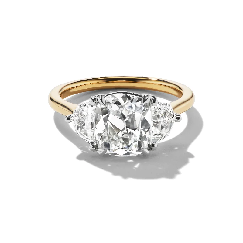 Ladies round rings-Cushion Cut Three Stone Ring