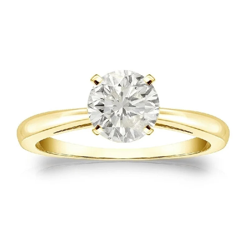 Ladies sparkling engagement rings-Auriya 18k Gold 1ctw Round Solitaire Diamond Engagement Ring