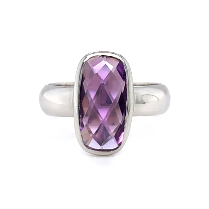 Ladies gold rings-Sterling Silver & Amethyst Ring - "Thistle"