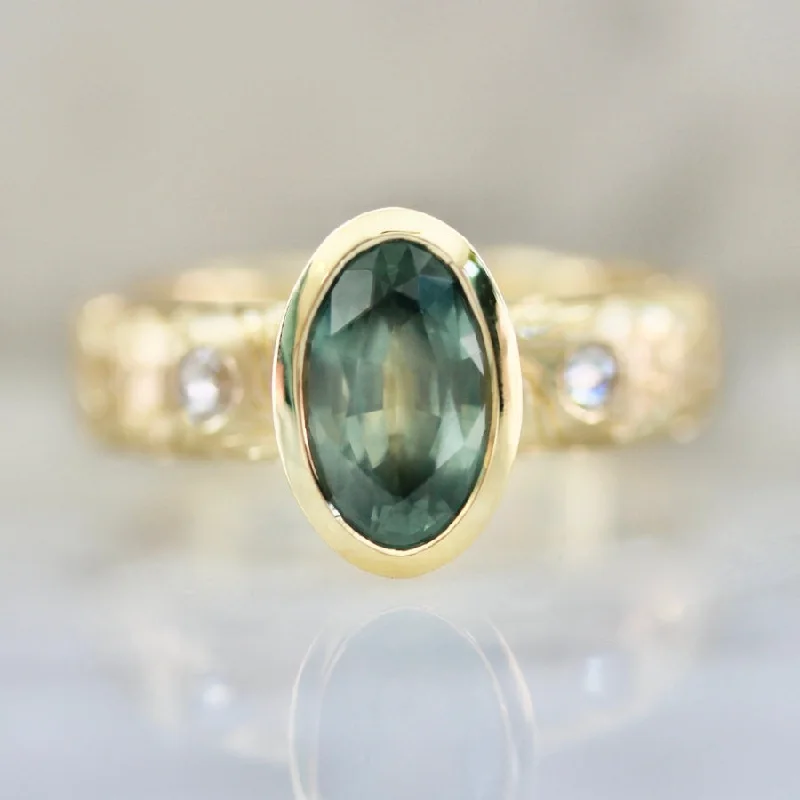 Ladies unique rings-Secret Garden Green Oval Cut Montana Sapphire Ring